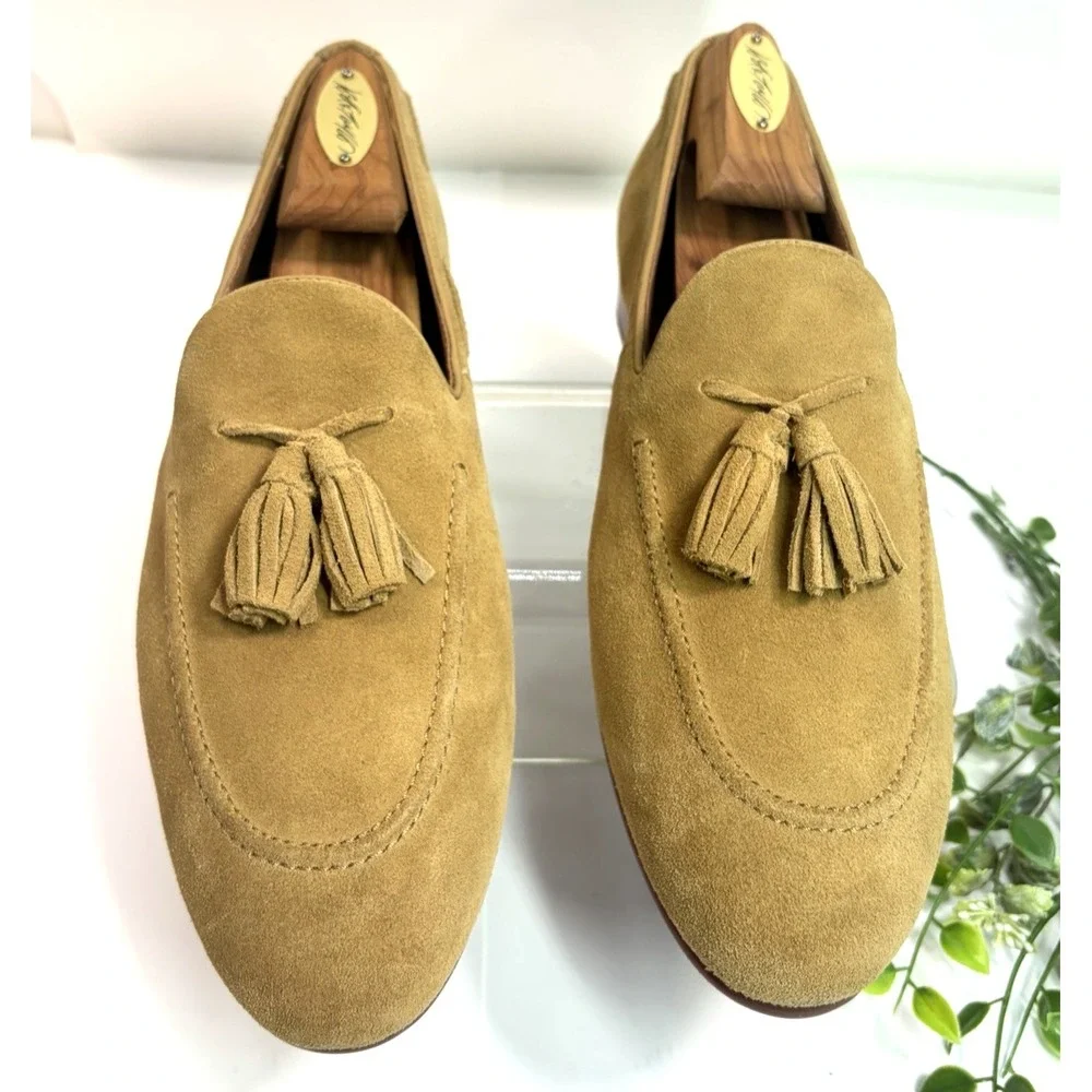 Allen Edmonds Men's Tan Suede Tassel Loafer Shoes Size 8.5 D Presley NWOB